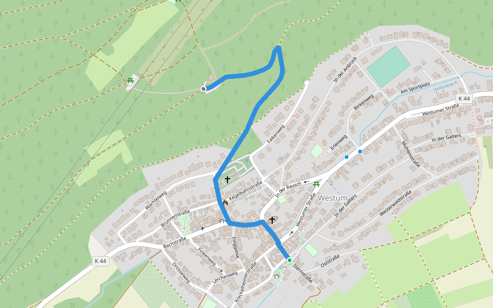 Zuweg Ahrsteig Westum walking route map in Sinzig