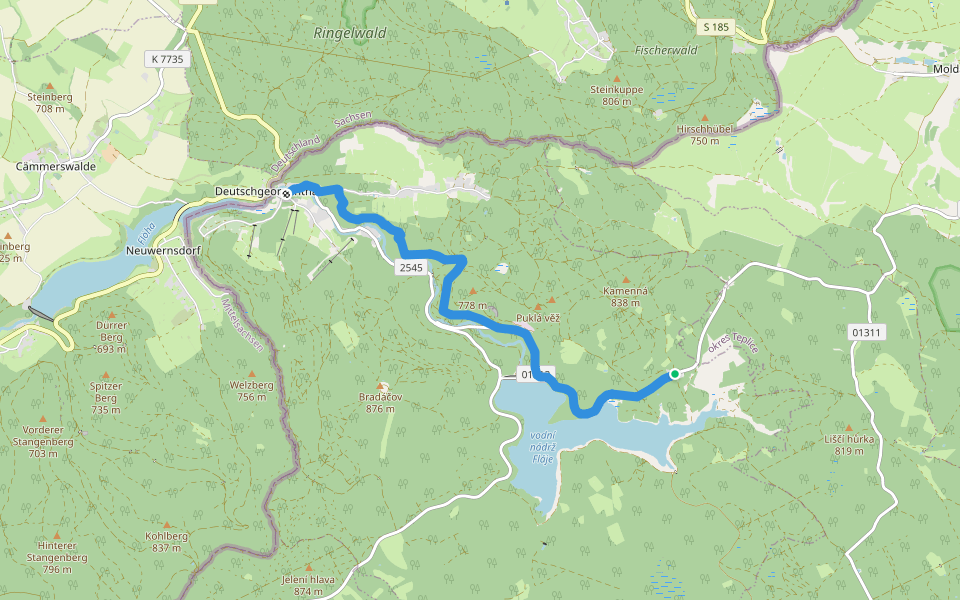 [Z] Český Jiřetín (CZ/D) - Fláje hájovna walking route map in Český Jiřetín