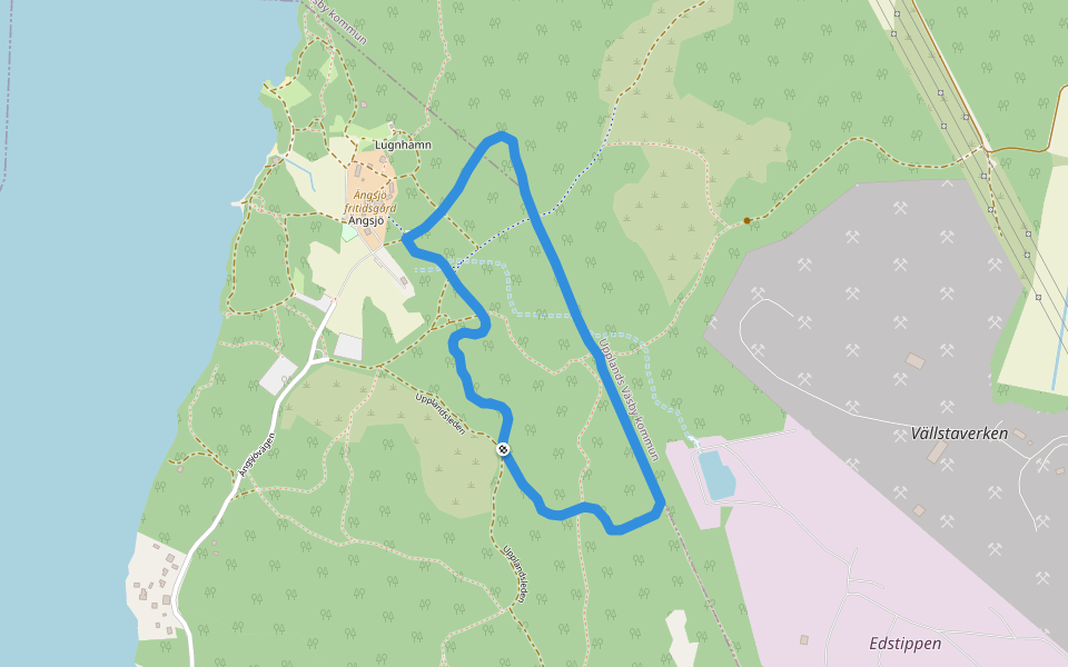 Ängsjö Röd 2.5km walking route map in Kungsängen