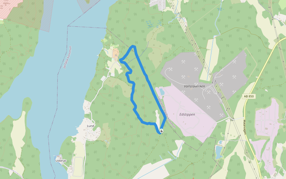 Ängsjö Blå 3.6km walking route map in Kungsängen