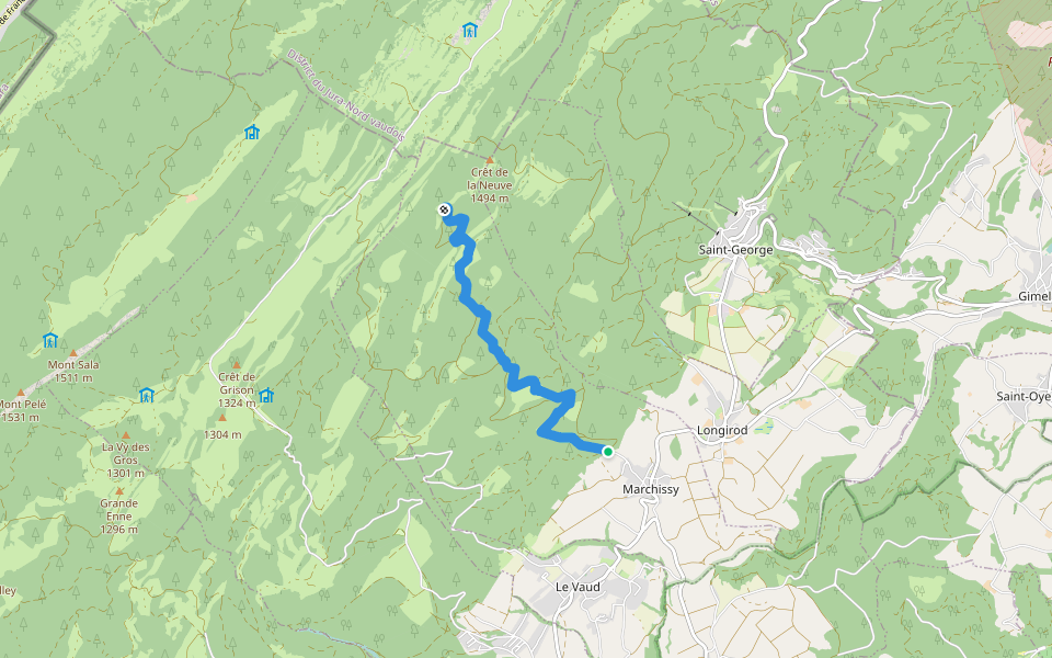 Sentier du Coq walking route map in Marchissy