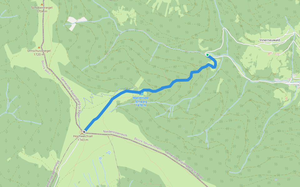 Hochwechsel (Wetterkoglerhütte) Wanderweg 51 walking route map in Neustift am Alpenwalde