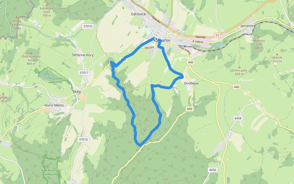 Vychodilova stezka walking route map in Rýmařov