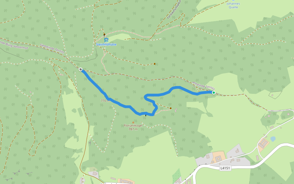 Bürg - Steinfelderhütte über Florianikapelle walking route map in Vöstenhof