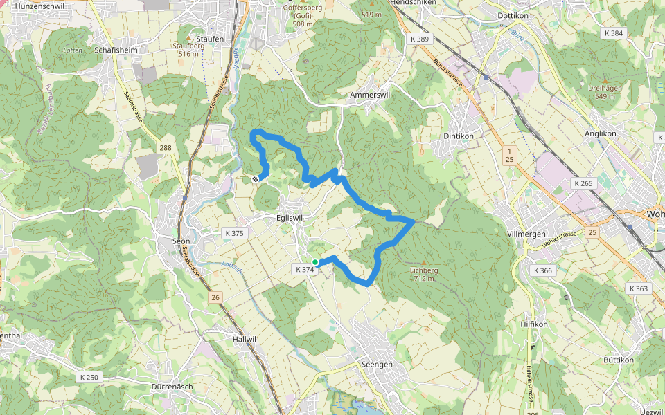 Egliswil - Eichberg walking route map in Egliswil