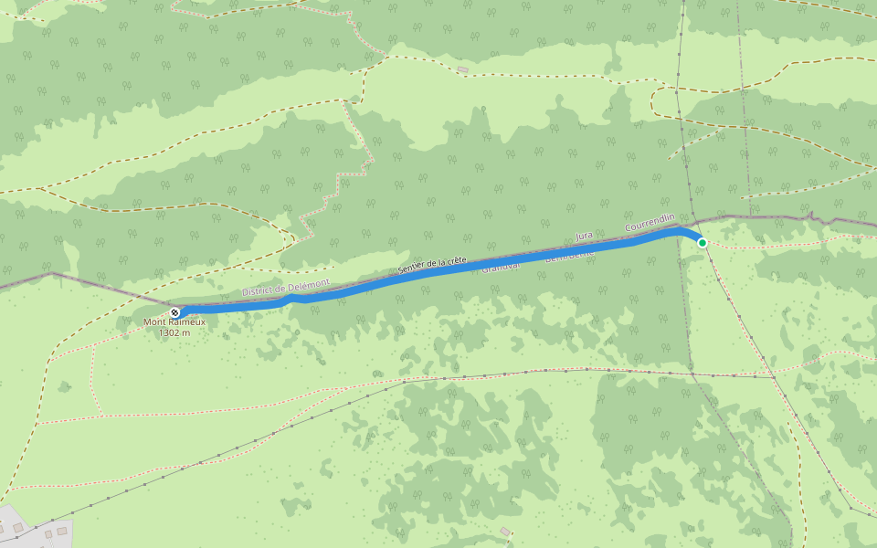 Sur le Golat - Raimeux sommet walking route map in Crémines