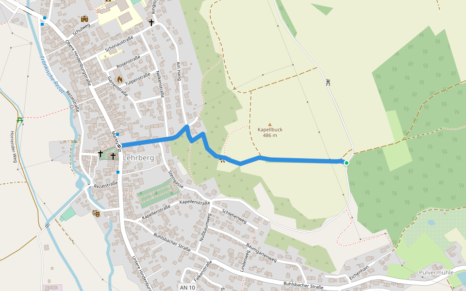 Bibelweg Lehrberg walking route map in Lehrberg
