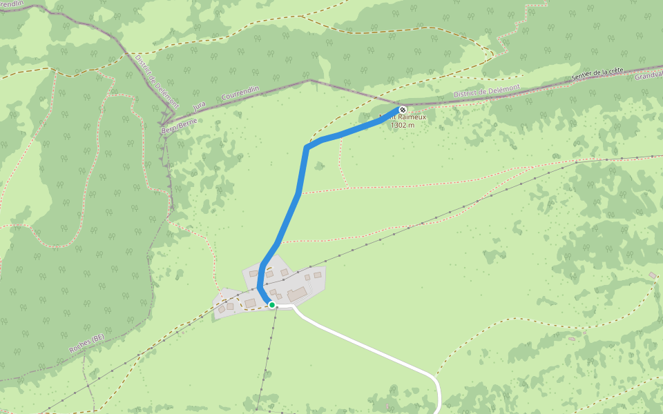 Raimeux de Grandval - Raimeux sommet walking route map in Grandval