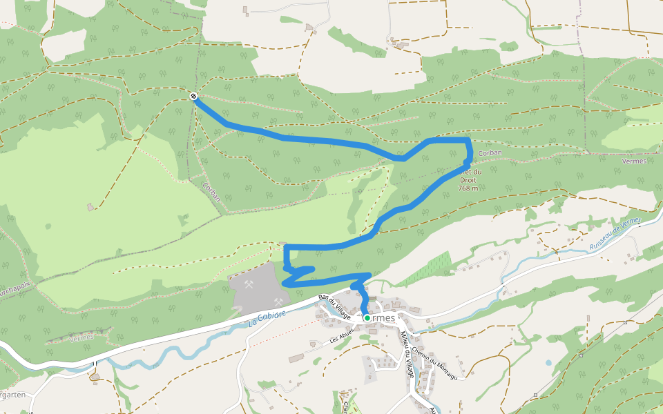 Vermes - fixme walking route map in Val Terbi