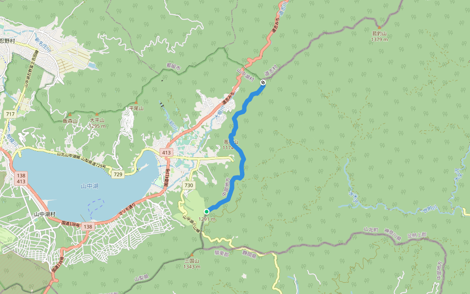 東海自然歩道(大棚ノ頭~パノラマ台) walking route map in Yamanakako