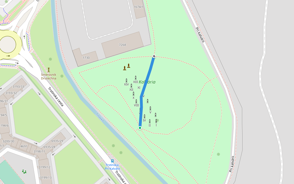 Krížová cesta Trnava walking route map in Trnava