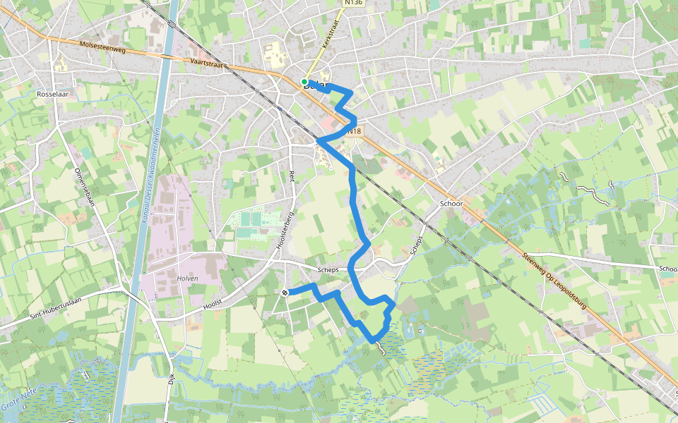 Pastoorspad walking route map in Balen