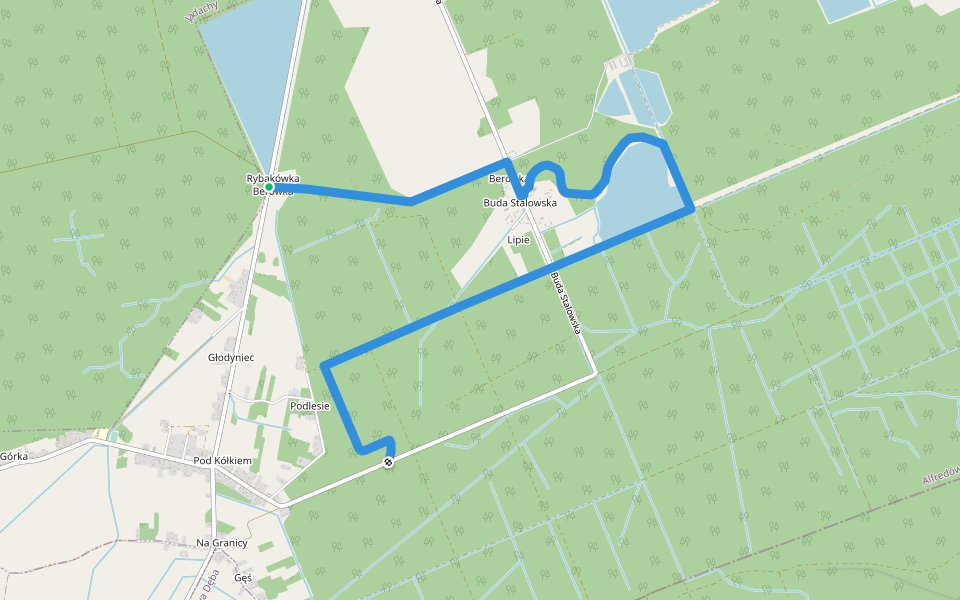 Ścieżka edukacyjna Berówka walking route map in Alfredówka