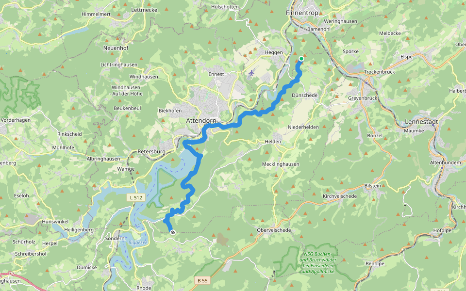 [X22] Kurkölner Weg [Attendorn] walking route map in Finnentrop