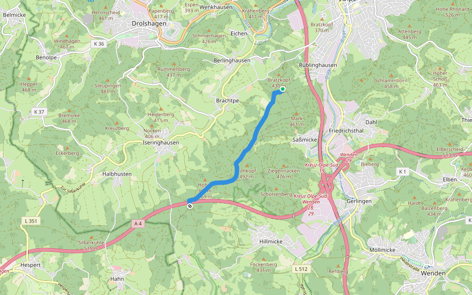 [X22] Kurkölner Weg [Drolshagen] walking route map in Drolshagen
