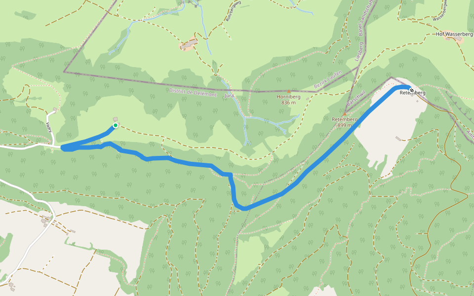 Vadry - Retemberg walking route map in Courroux