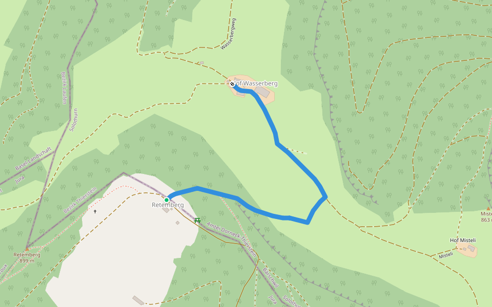 Retemberg - Wasserberg walking route map in Bärschwil