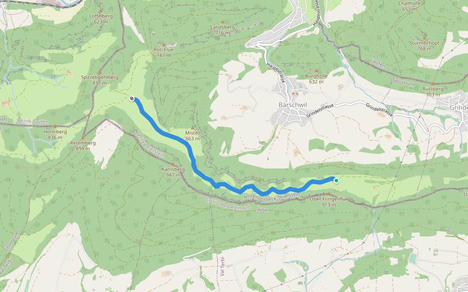Ober Fringeli - Wasserberg walking route map in Bärschwil