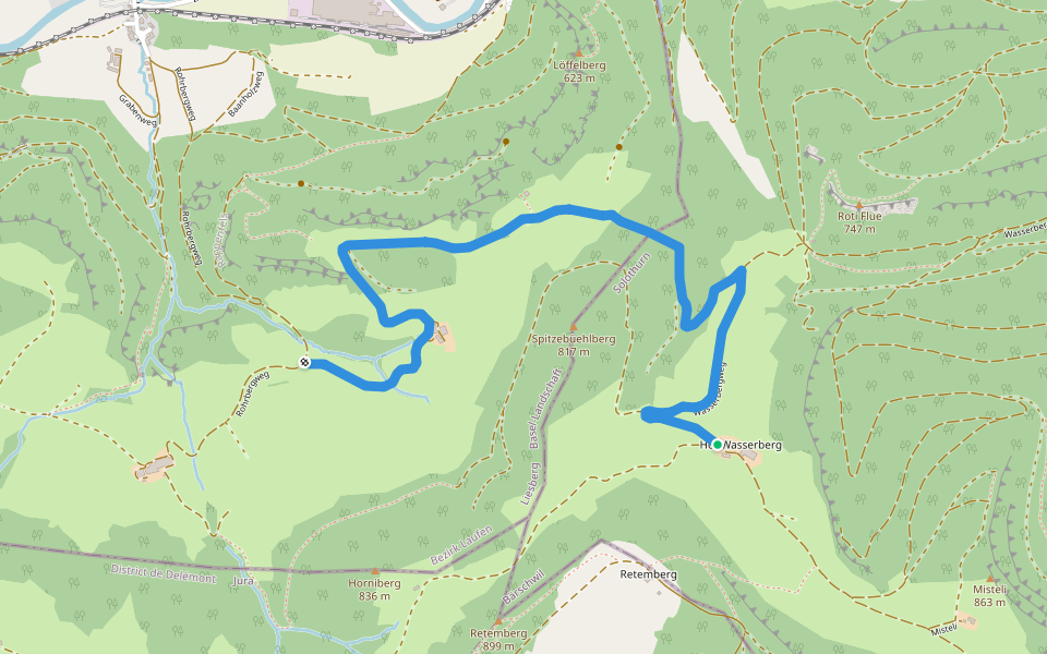Wasserberg - fixme walking route map in Bärschwil