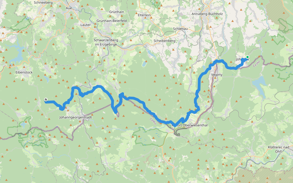 Ww Zittau - Wernigerode Teilstück, teilweise auch Weg der deutschen Einheit walking route map in Jöhstadt