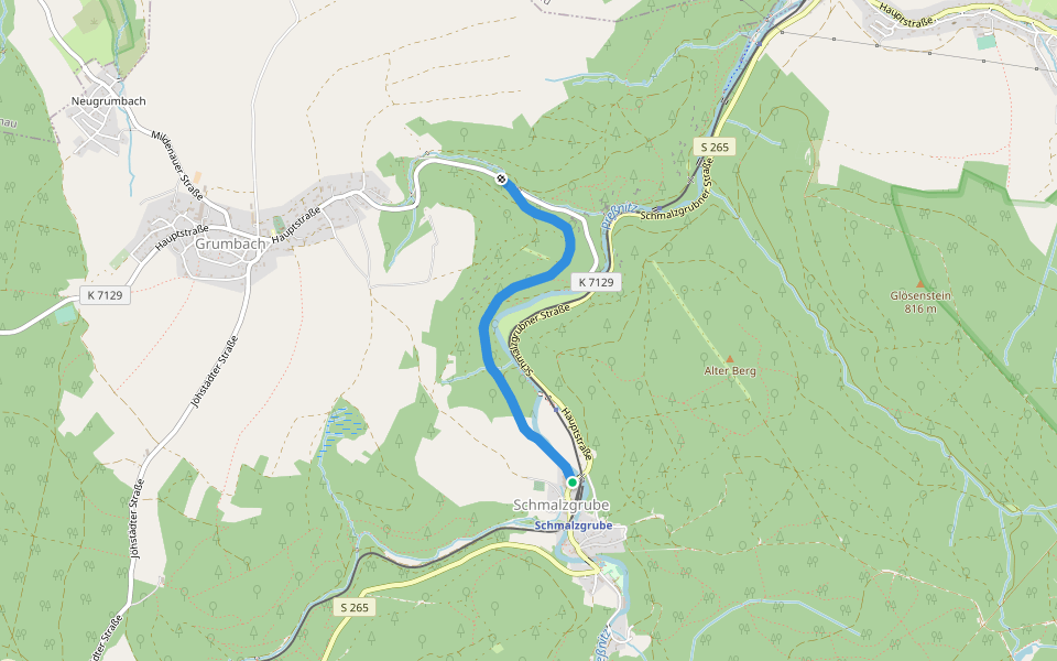 Ww Schmalzgrube über Floßzechenweg-Grumbach walking route map in Jöhstadt