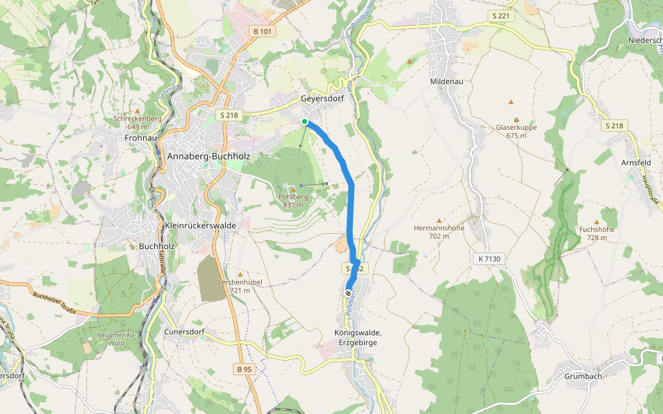 Ww Geyersdorf-Königswalde walking route map in Annaberg-Buchholz