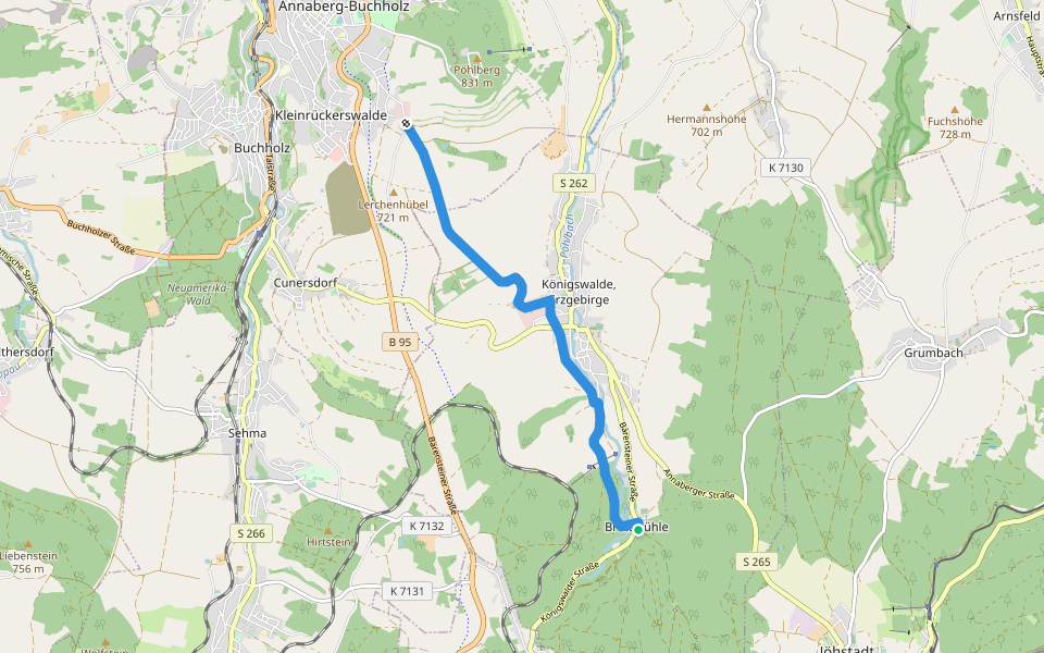 Ww Brettmühle-Annaberg walking route map in Königswalde