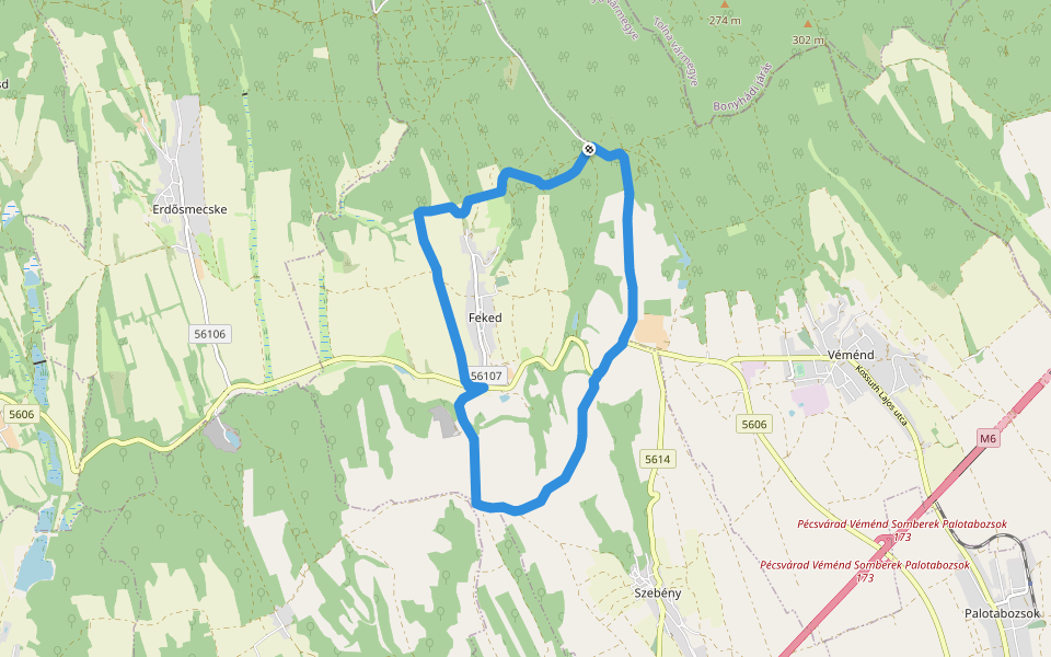 Z↺ (Fekedi keresztutak) walking route map in Véménd