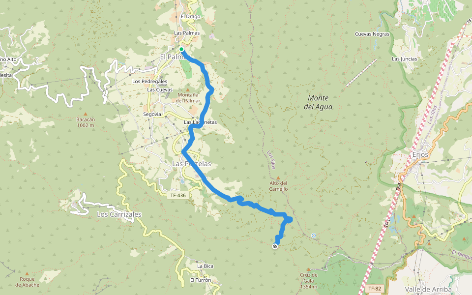 PR-TF 56 El Palmar – Cumbre de Bolico walking route map in El Palmar