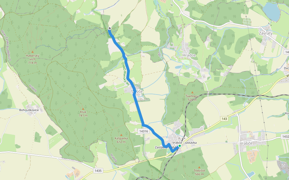 [Ž] U Habří - Vrábče walking route map in Vrábče