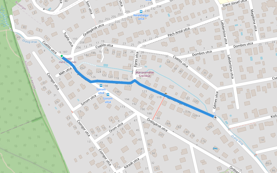 K● (Ördögárok utca – Máriaremete, Szent-kút – Zsíroshegyi út)