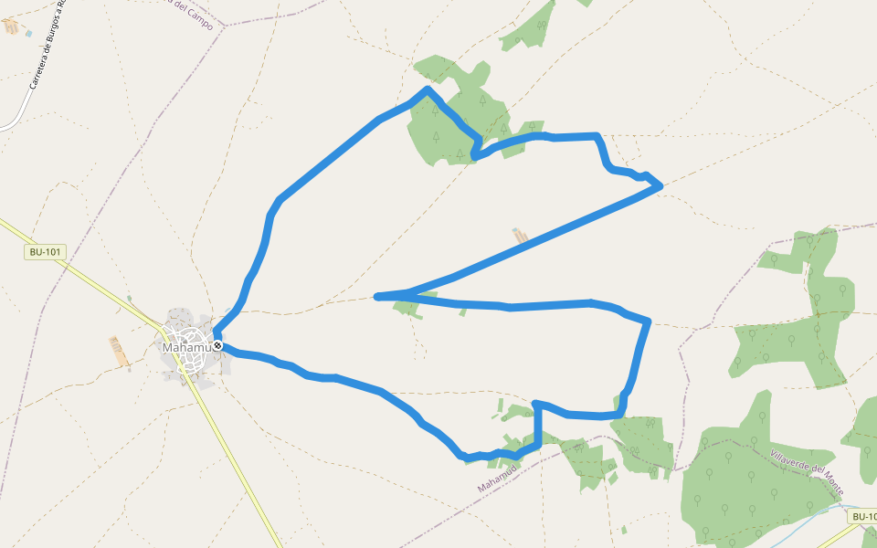 PRC-BU 117 Sendero del Campo de Muñó walking route map in Mahamud