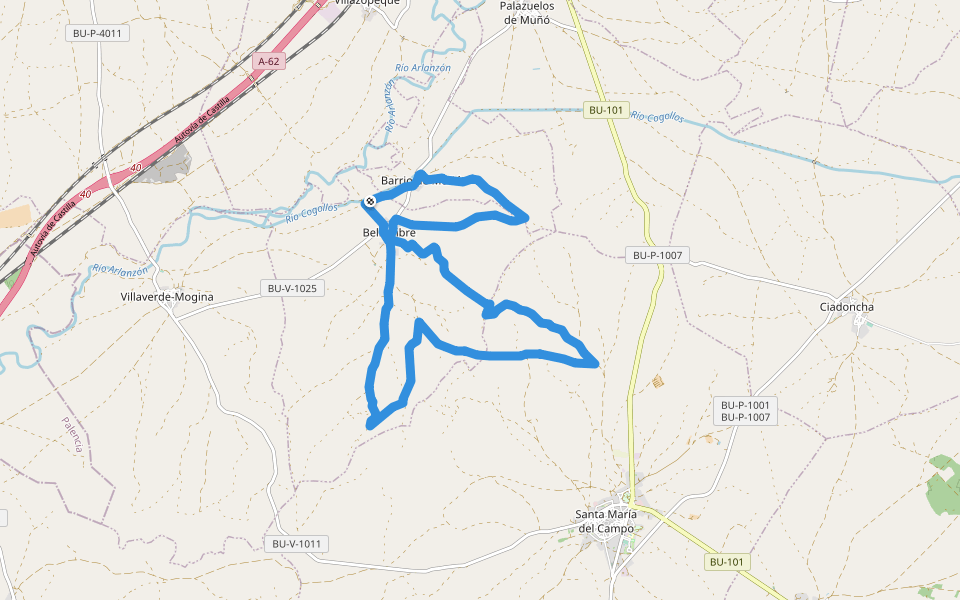 PRC-BU 113 Sendero del Mirador del Arlanzón walking route map in Barrio de Muñó