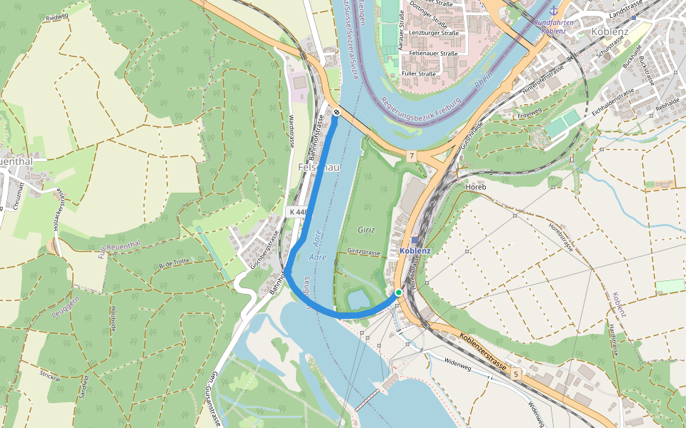 Felsenau - fixme walking route map in Koblenz