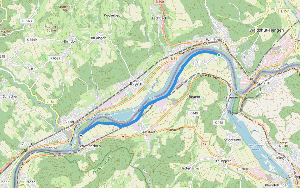 Full Fähre - Schwaderloch Zollhaus walking route map in Full-Reuenthal