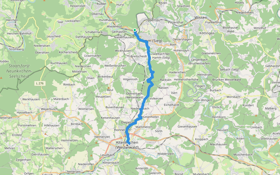 [3] HWW Westerwald Etappe 1 (Au/Sieg - Altenkirchen) walking route map in Windeck