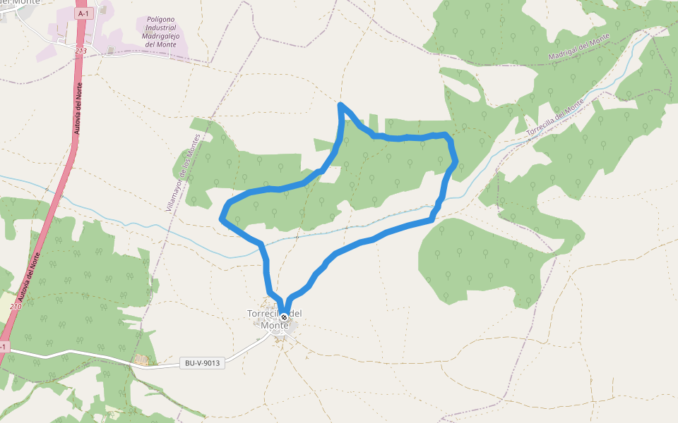 PRC-BU 128 Sendero de Valzalamio walking route map in Torrecilla del Monte