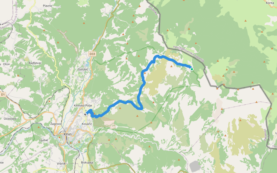 Guge-Brezovac walking route map in Cetina