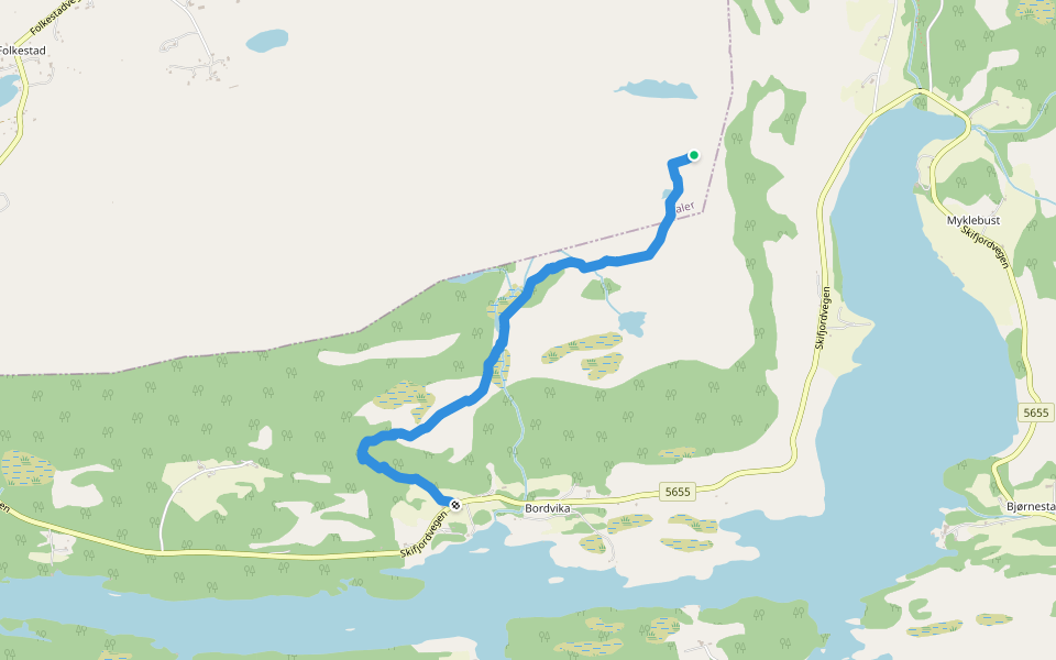 Bordvika-Vardeheia walking route map in Korssund