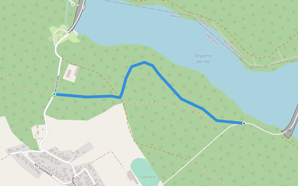 Lehrpfad Geigenbachtalsperre walking route map in Werda