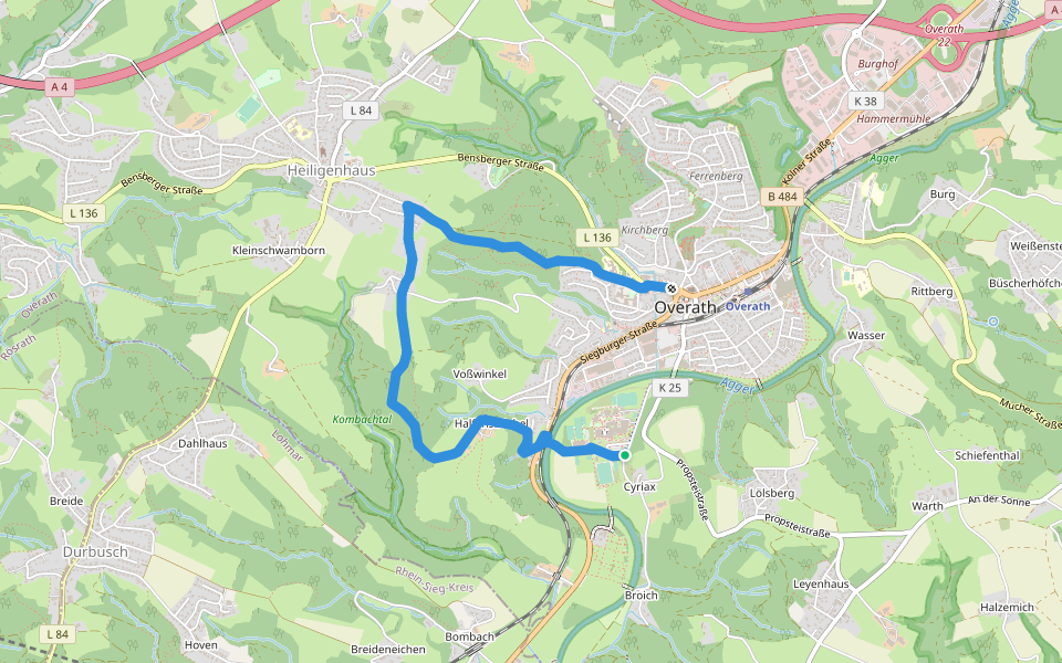 Overath Rundwanderweg West walking route map in Overath