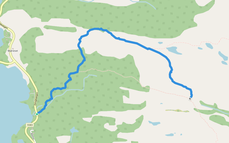 Kjerringnova walking route map in Eivindvik