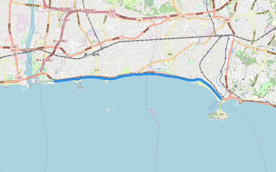 関東ふれあいの道 - 神奈川6 - 湘南海岸・砂浜のみち walking route map in Chigasaki
