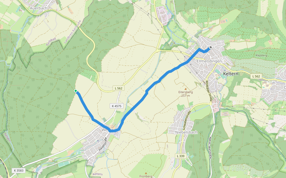 Keltern: Ellmendingen - Weiler - Strut walking route map in Keltern
