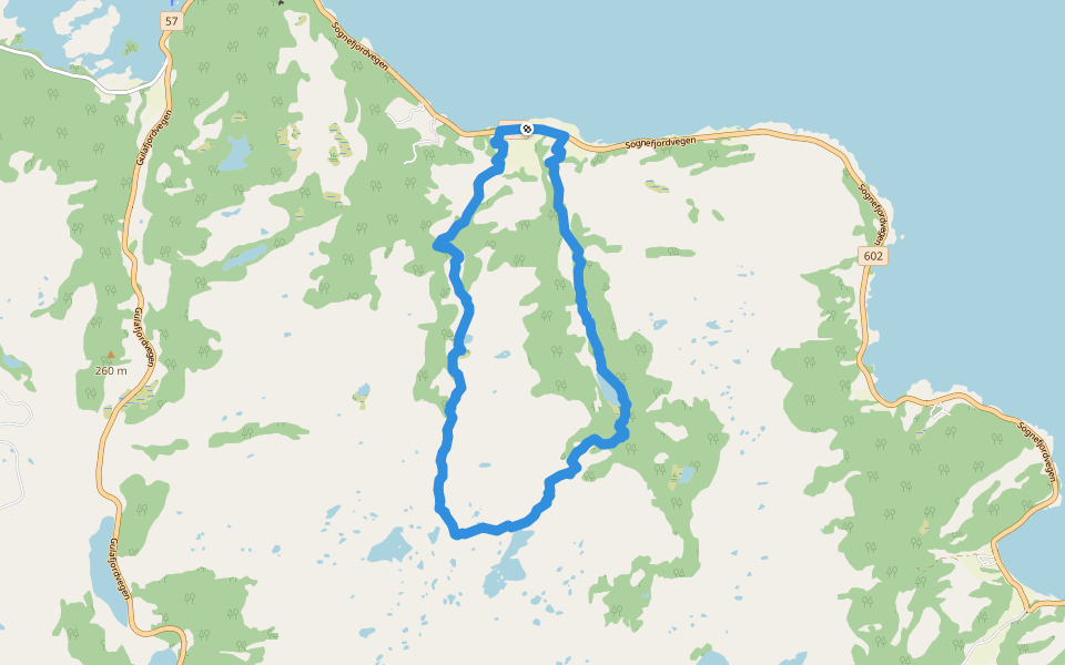 Breidvikdalen walking route map in Rutledal