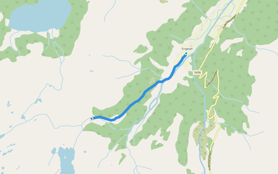 Engesetstølen walking route map in Brekke