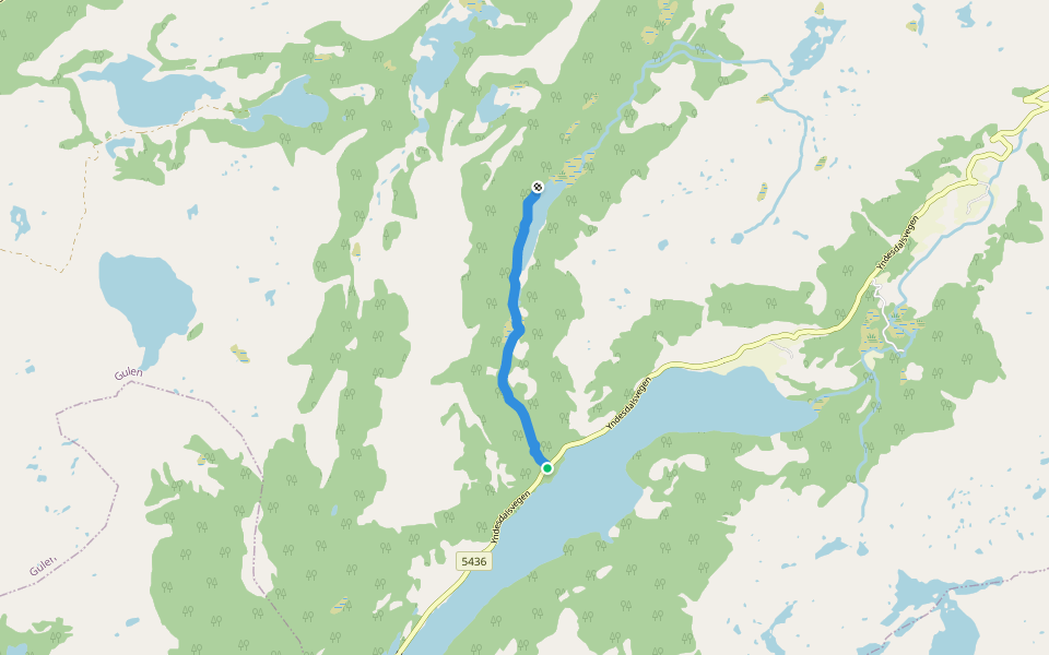 Nedre Furdalsstølen walking route map in Austgulen