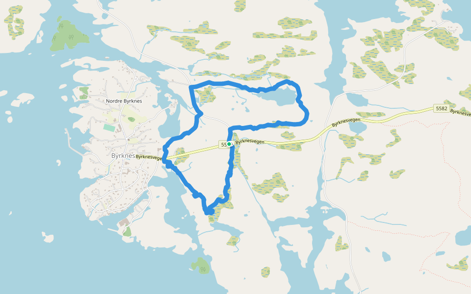 Vårflortur walking route map in Byrknes