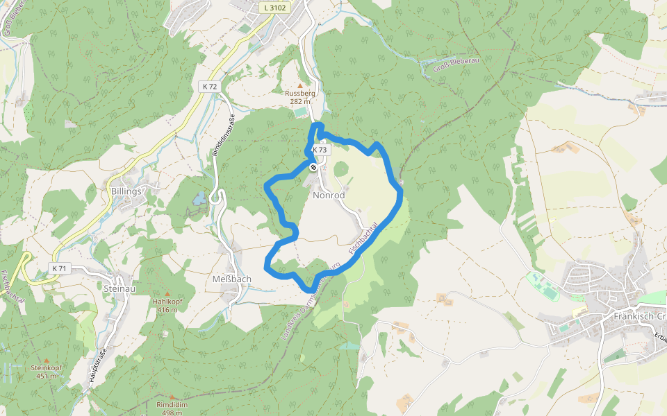 Rundwanderweg Fischbachtal 3 : Nonrod Weg walking route map in Fischbachtal