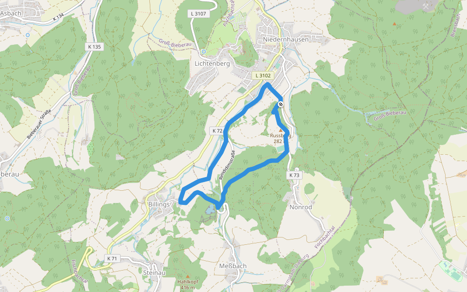 Rundwanderweg Fischbachtal Ruhehain 3: Billings-Weg walking route map in Fischbachtal